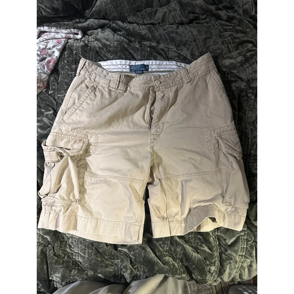 Polo Ralph Lauren Gellar Fatigue Cargo Shorts Tan Khaki Cotton Mens 36